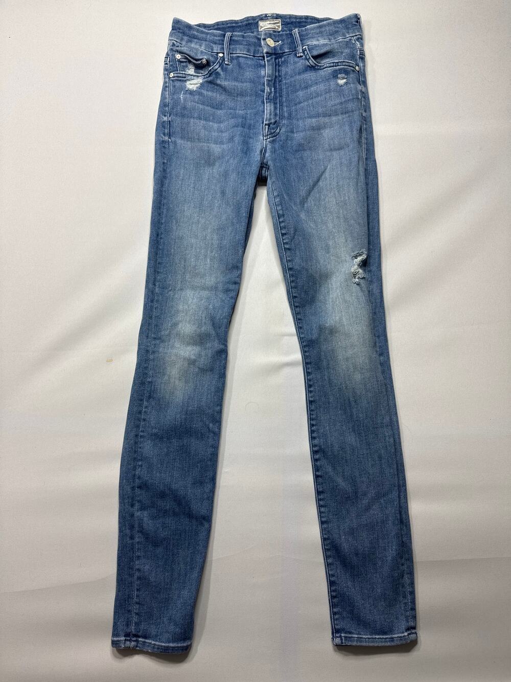 Mother Women's High Waisted Looker Distressed Blue Jeans - Size‎ 26 (25x29.5)